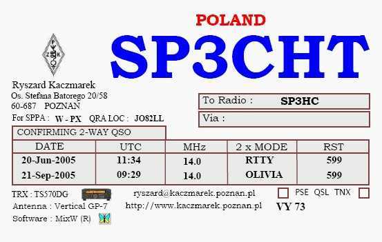 Karta przygotowana w programie QslPrint